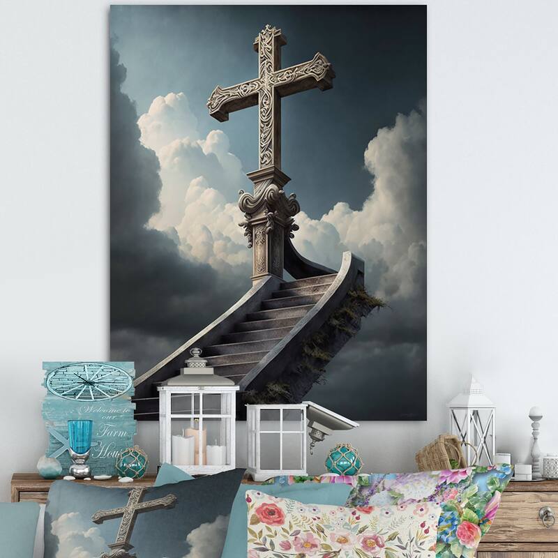 Designart 'Stairway To Nowhere' Spiritual Canvas Wall Art