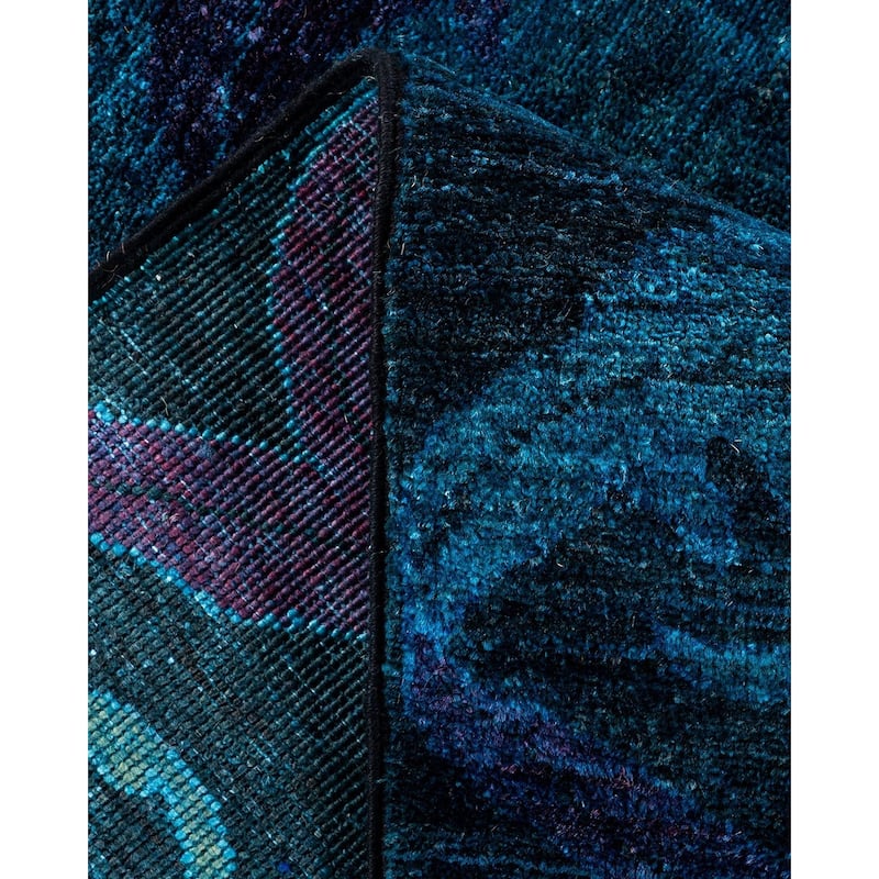 Overton Hand Knotted Wool Vintage Inspired Modern Contemporary Overdyed Blue Area Rug - 6' 1" x 8' 7"