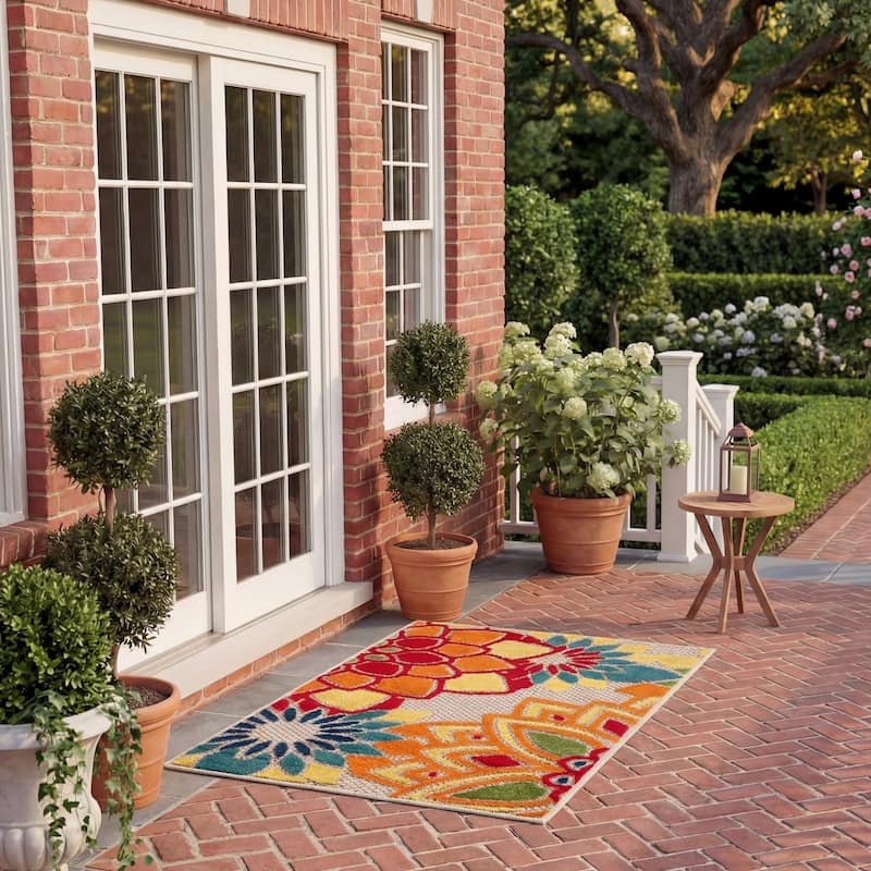 SAFAVIEH Cabana Ingke Indoor/ Outdoor Waterproof Patio Floral Rug