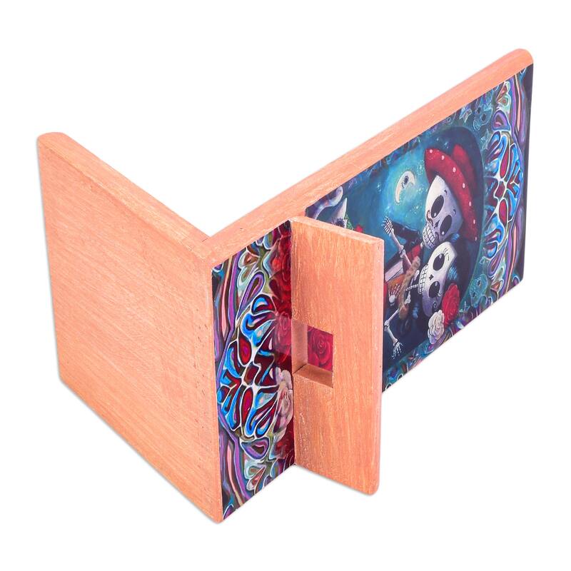 Novica Handmade Catrina Romance Decoupage Wood Phone Stand