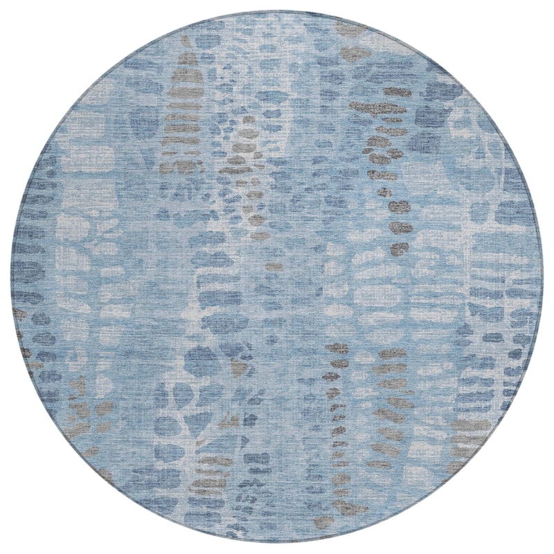 Machine Washable Indoor/ Outdoor Modern Imprints Chantille Rug