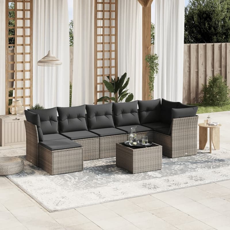 vidaXL Garden Sofa Set Beige/Black/Brown/Grey