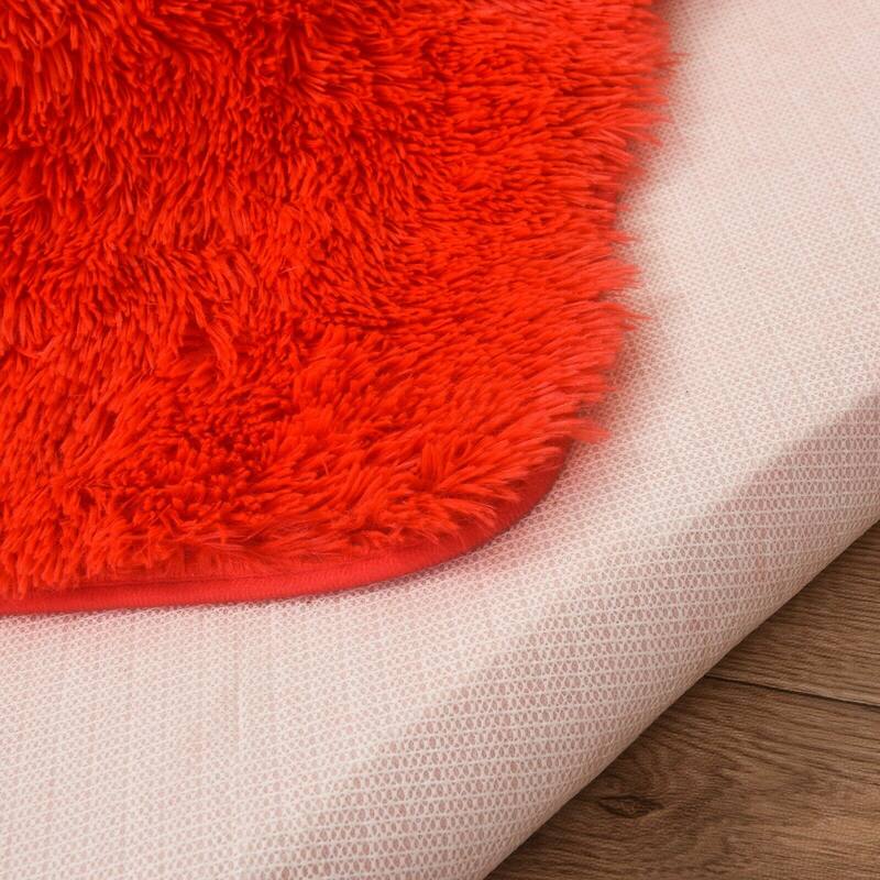 2 Pc Set PV Rug Soft Furry Shag Plush Non-Slip Bath Mat 17x24 & 20x30