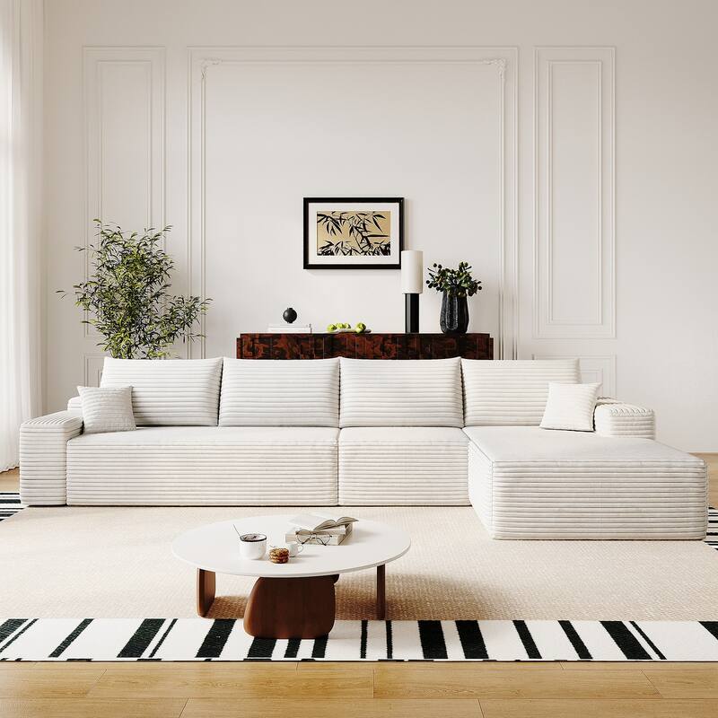 Sofa 135-in Casual White 4 -seater Right Sectional - 8' x 10'