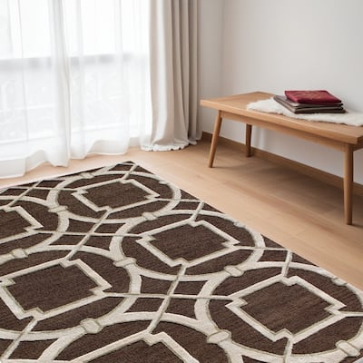 Bolah Hand Tufted Geometric Abstract Modern Non Skid Stain Resistant Area Rug By HomeRoots - 5' X 8'
