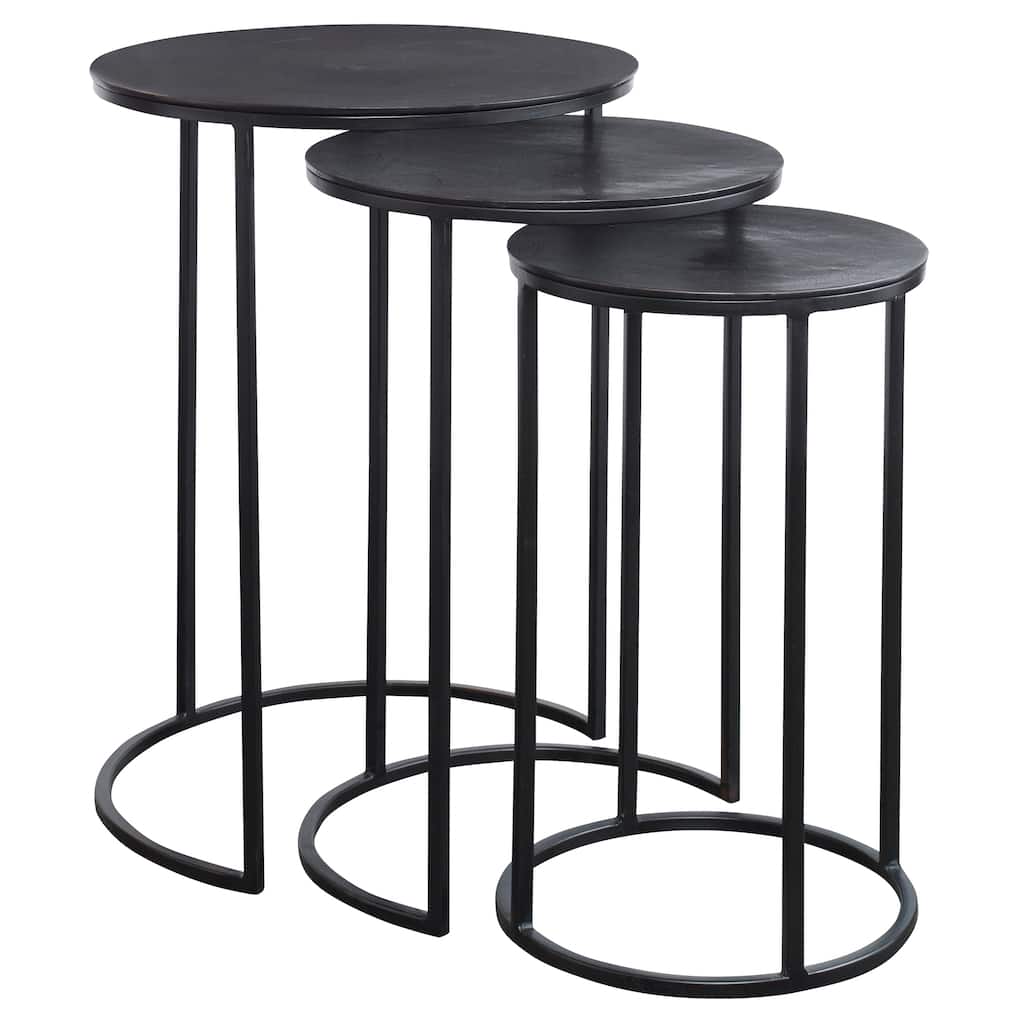 Rich Espresso Iron Nesting Tables
