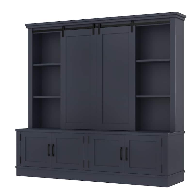 Entryway Cabinet with Sliding Doors, Shoe Storage, Bench and Tree-Shaped Coat Rack, Multi-Functional Hallway Organizer