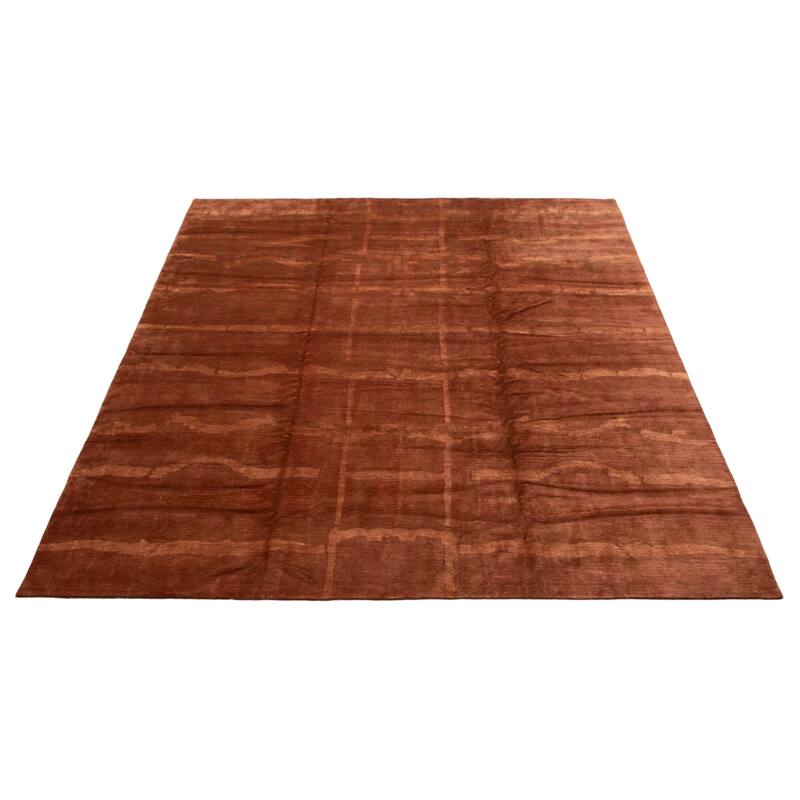 ECARPETGALLERY Hand-knotted Opulence Brown Viscose, Wool Rug - 11'5 x 12'3