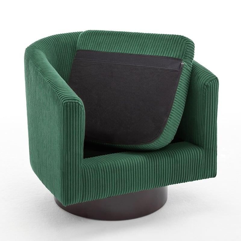 Modern Upholstered Swivel Barrel Club Arm Accent Chair for Living Room