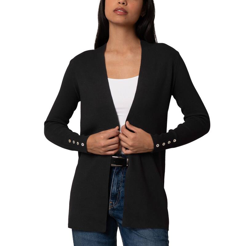 Cyrus Knit Open-Front Cardigan - S - Black