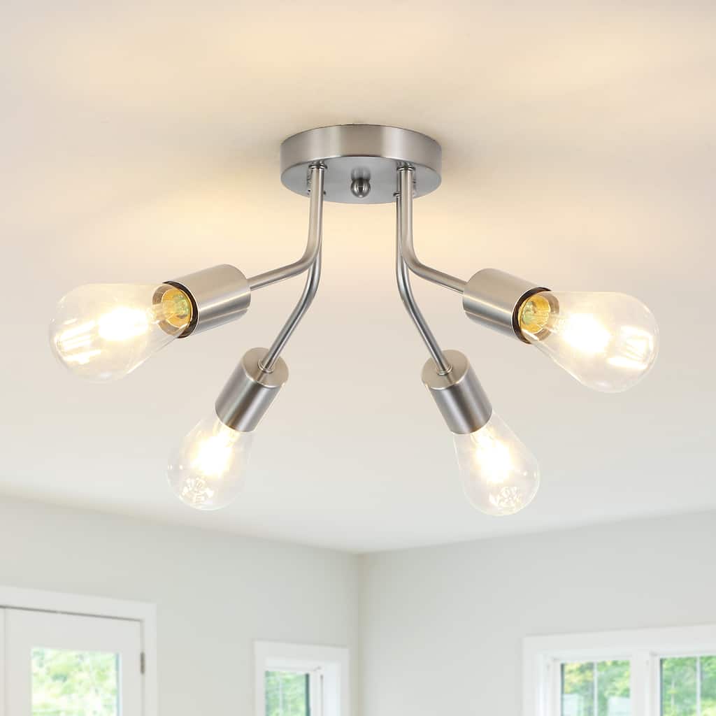 Modern 4-Light Semi Flush Mount Ceiling Light for Dining Room Bedroom Hallway Entryway