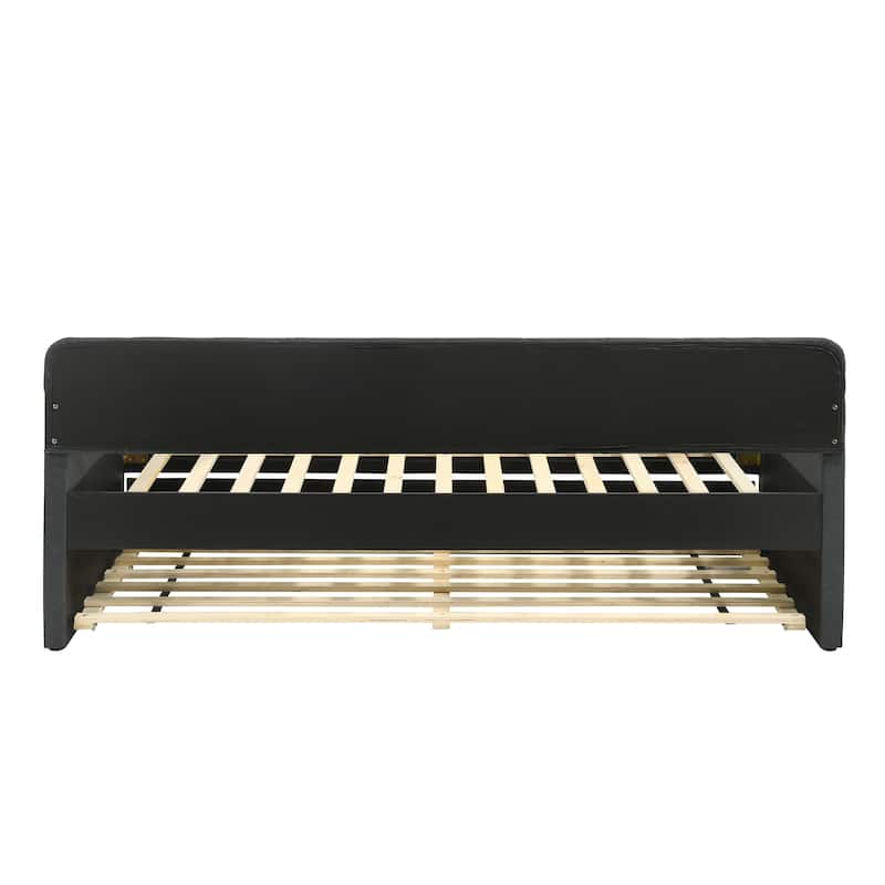 Exodel Contemporary Twin Upholstered Tufted Day Bed with Trundle by Furniture of America