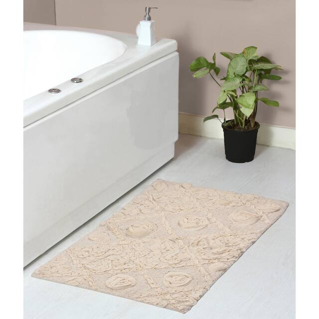 Home Weavers Modesto Collection Absorbent Cotton Machine Washable Bath Rug - 21"x34" - Ivory