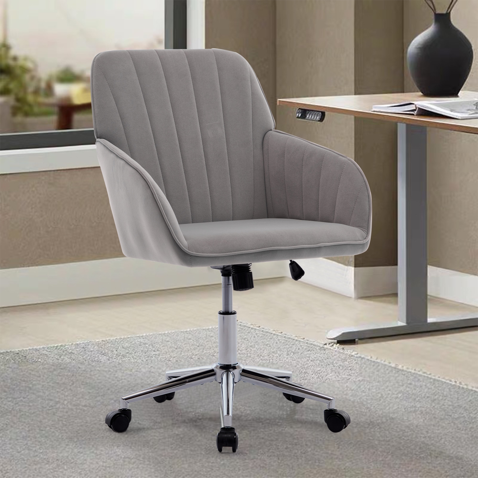 Ergonomic Office Chair with Silver Metal Base,Memory Foam Cushion