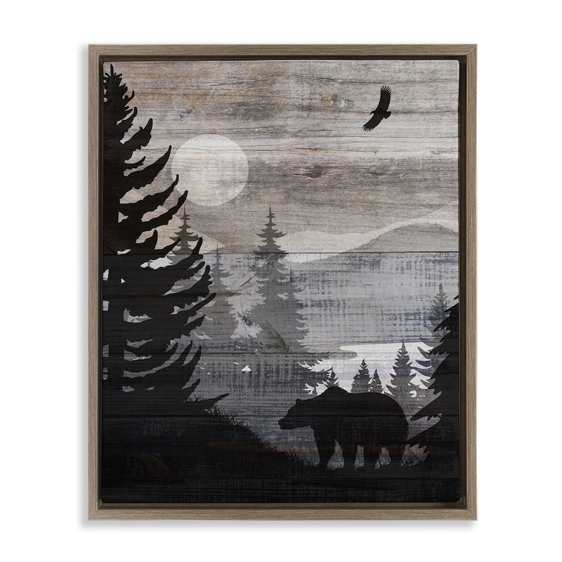 Stupell Rustic Woodland Evening Framed Floater Canvas Wall Art Design By Susan Arnot - 25 x 31 - Brown