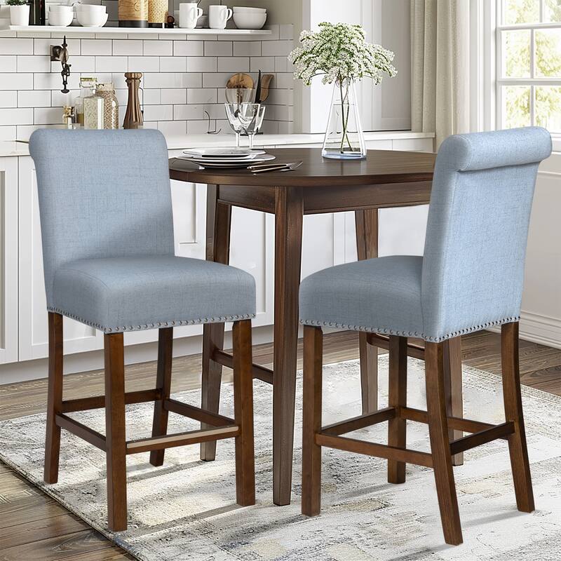 510 Design Aubrey Upholstered Counter Stool with Nailhead Trim Set of 2
