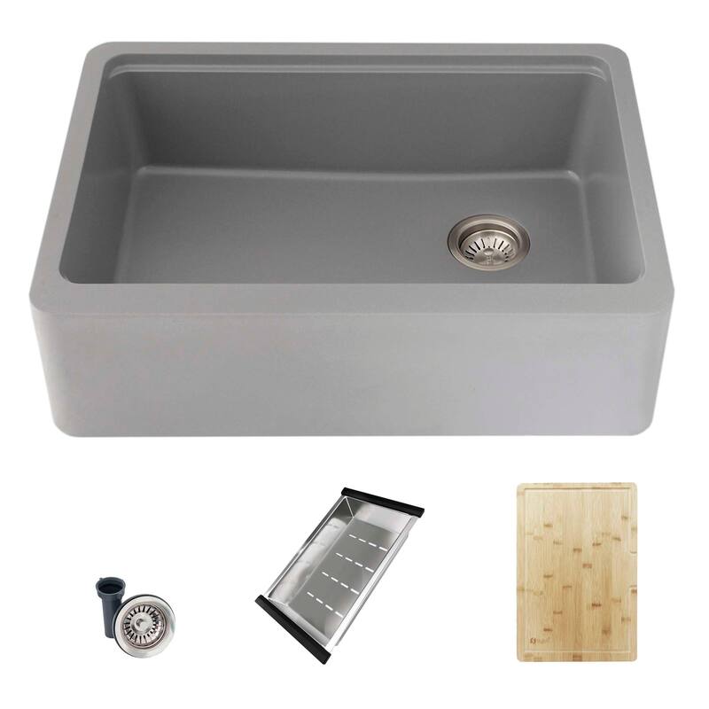 STYLISH Undermount 30" Workstation Single-Bowl Composite Granite Kitchen Sink - 30" x 21" x 10"