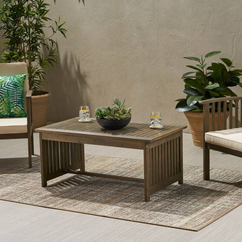 Handcrafted Acacia Wood Coffee Table, 40" L - Rustic Outdoor Design