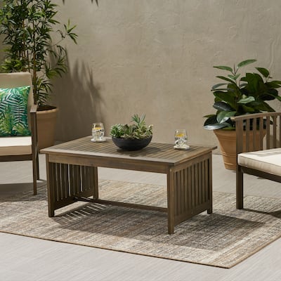 Handcrafted Acacia Wood Coffee Table, 40" L - Rustic Outdoor Design