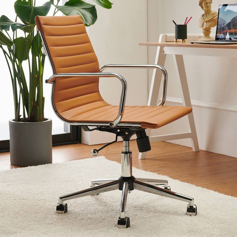 LUXMOD Ribbed Home Office Computer Chair Desk Chair - Terracotta