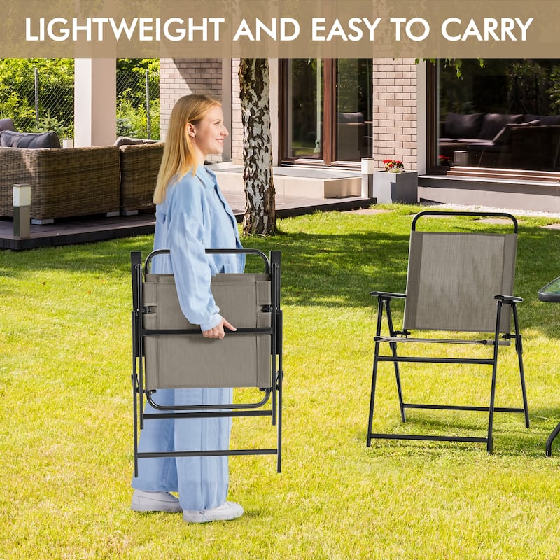 Yaheetech 2pcs Folding Dining Chairs All-weather Folding Lawn Chairs
