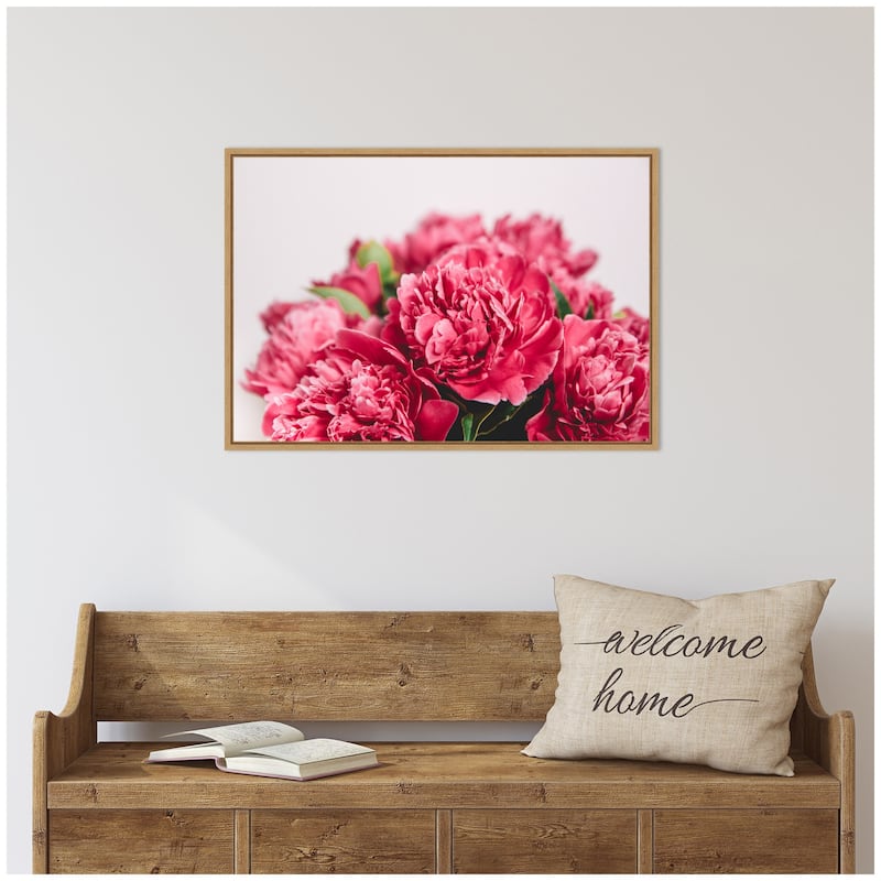 Kate and Laurel Sylvie Stunning Bright Pink Flowers Framed Canvas by Patricia Hasz of Patricia Rae Photography