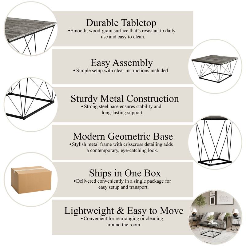 CraftPorch Minimalist 3- Pieces Coffee Table Set