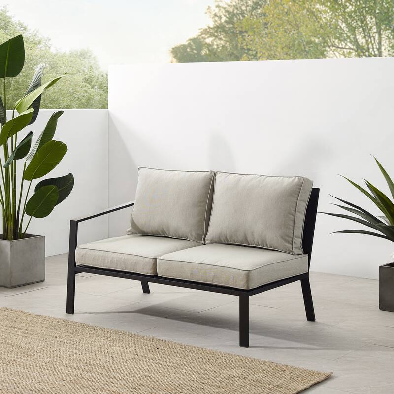 Crosley Clark Outdoor Metal Sectional Left Side Loveseat - Taupe