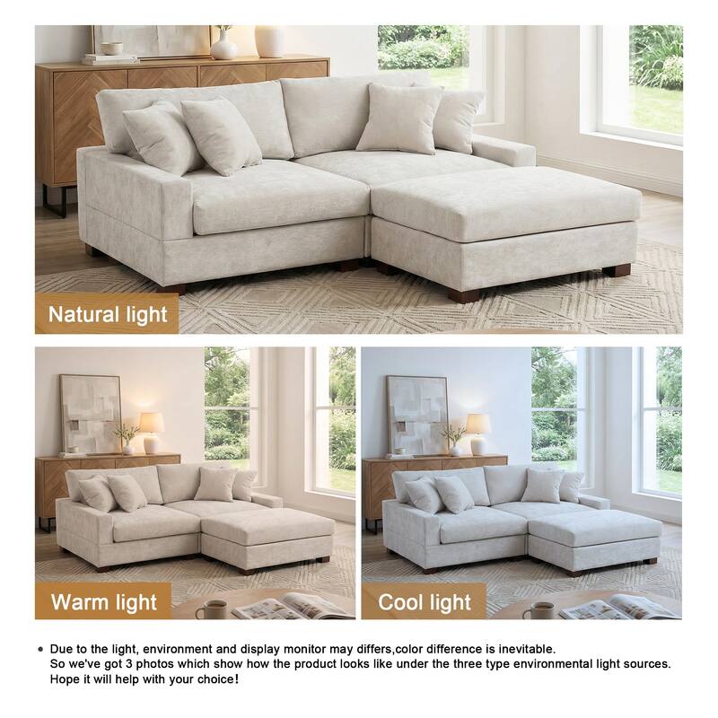 Modern Oversized Chenille Modular Sectional Sofa with Ottoman