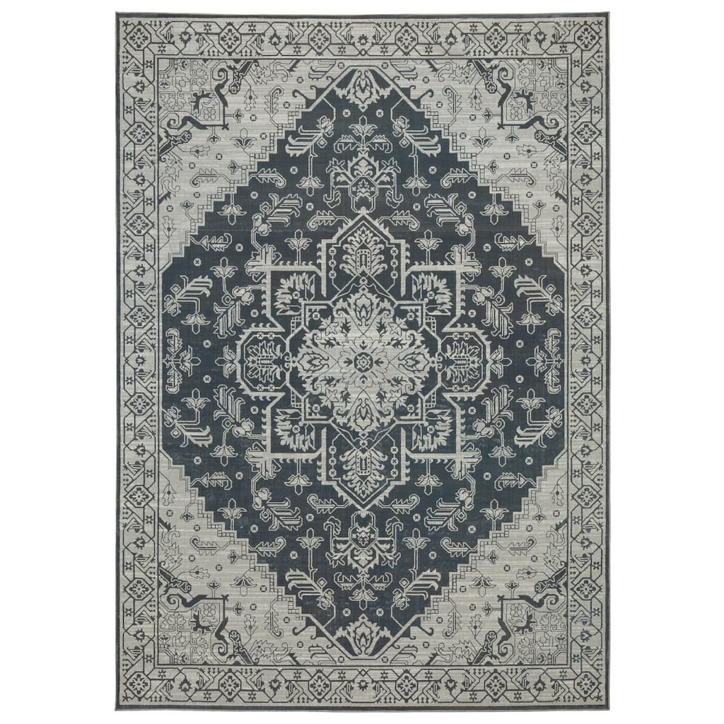 Style Haven Ingram Two-Tone Medallion Blue/ Grey Area Rug