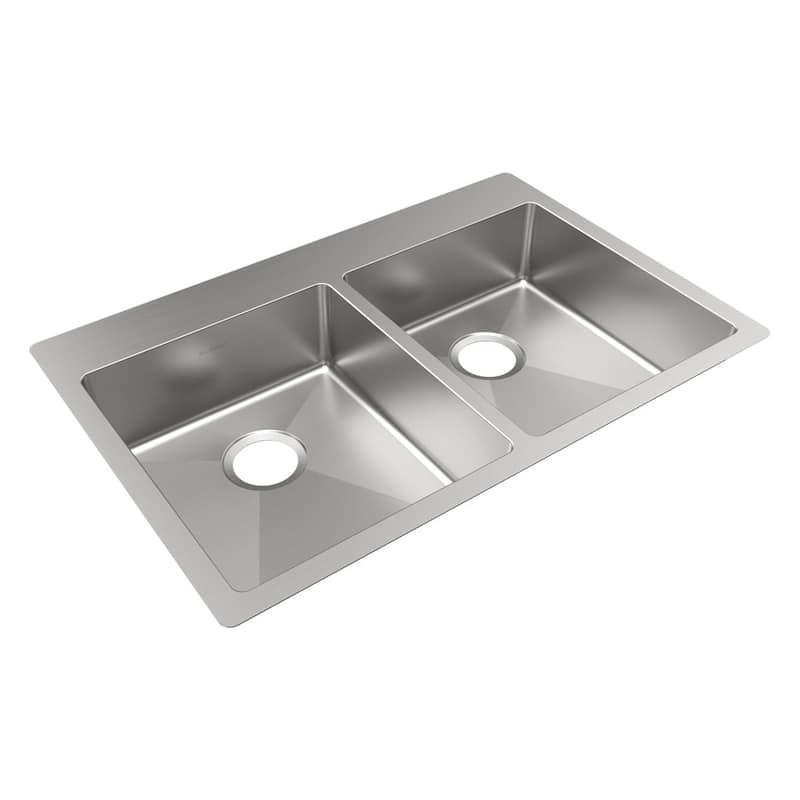 Crosstown 18 Gauge Stainless Steel 33" x 22" x 6", Equal 0-Hole Double Bowl Dual Mount ADA Sink
