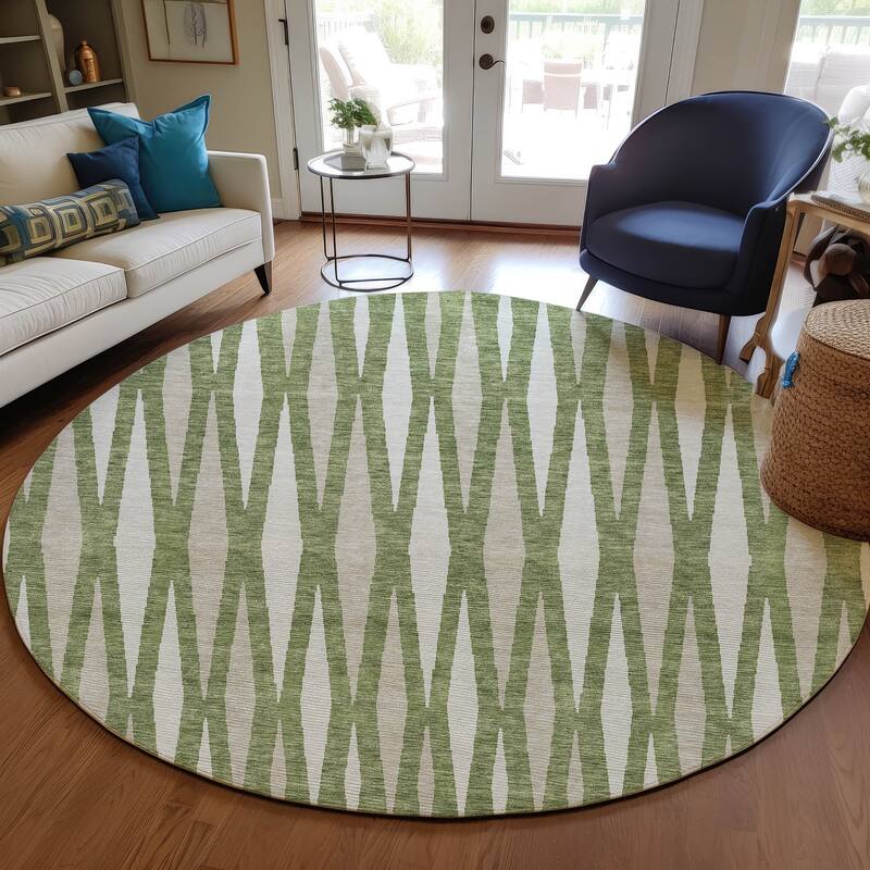 Machine Washable Indoor/ Outdoor Chantille Mosaic Contemporary Rug