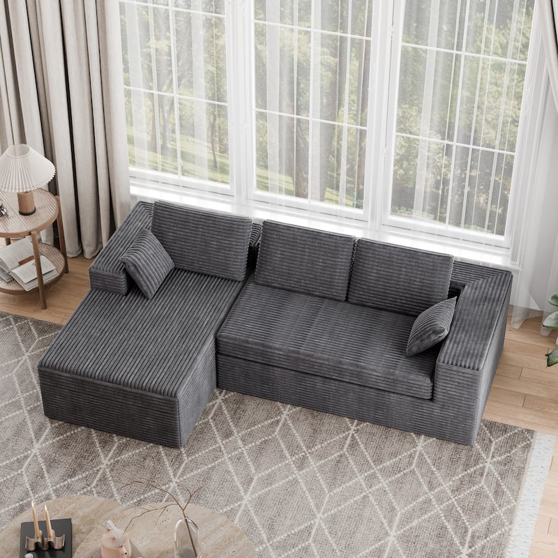 Modland 108" Boneless Cloud Couch, Modular L-Shaped Sectional Sofa, No Assembly, Corduroy