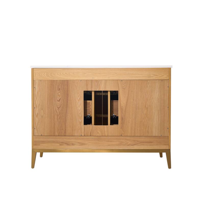 36"/48"/60" W Width Solid Wood Bathroom Vanity with Stain-resistant Carrera White Quartz Top and Sink
