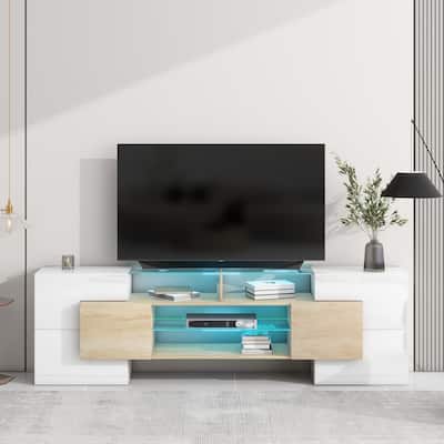 Unique Shape TV Stand High Gloss Entertainment Center Versatile TV Cabinet