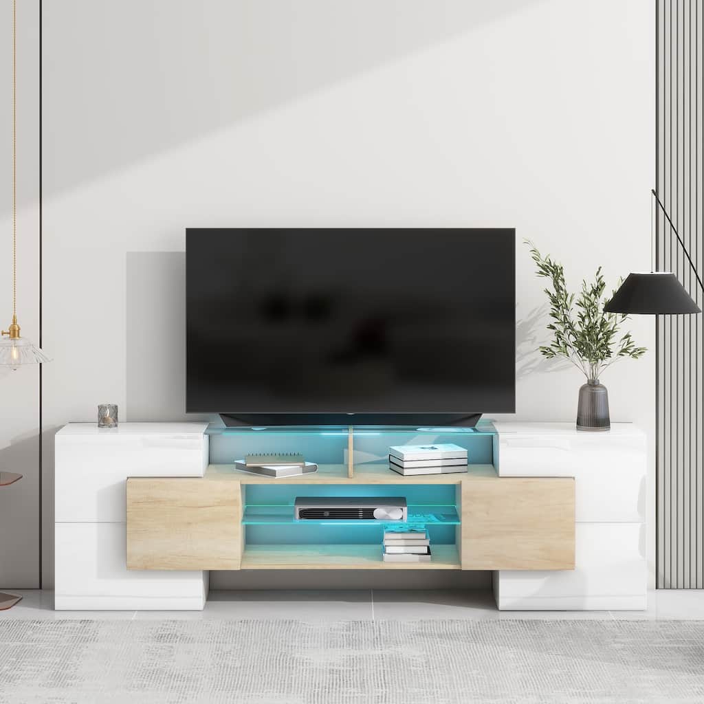Unique Shape TV Stand High Gloss Entertainment Center Versatile TV Cabinet