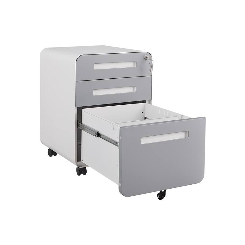 3 Drawer Mobile File Cabinet,Versatile Cabinet,5 Wheel Design Anti-Tilting Cold Rolled Steel Waterproof Moisture-Proof