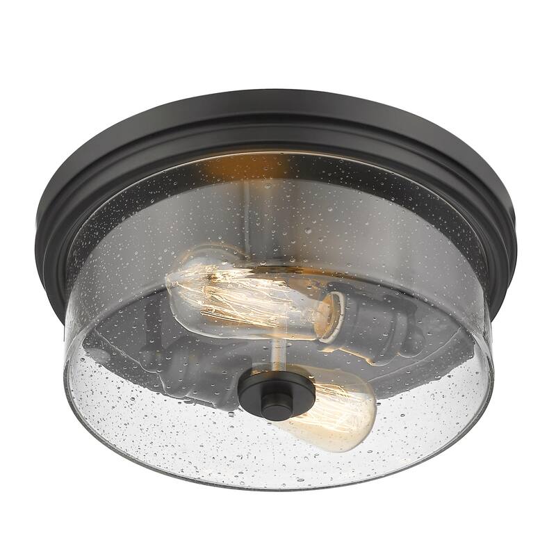 Bellevue Trigvey 2 Light 13" Wide Flush Mount Drum Ceiling Fixture - Matte Black
