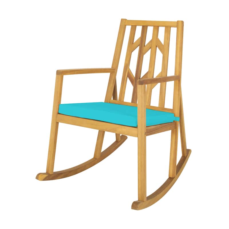 Gymax Outdoor Acacia Wood Rocking Chair Wooden Patio Rocker w/
