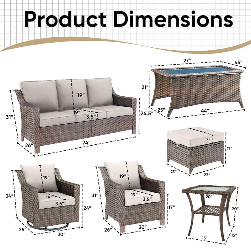 Outside Patio Sofa Chair Set with Cushions