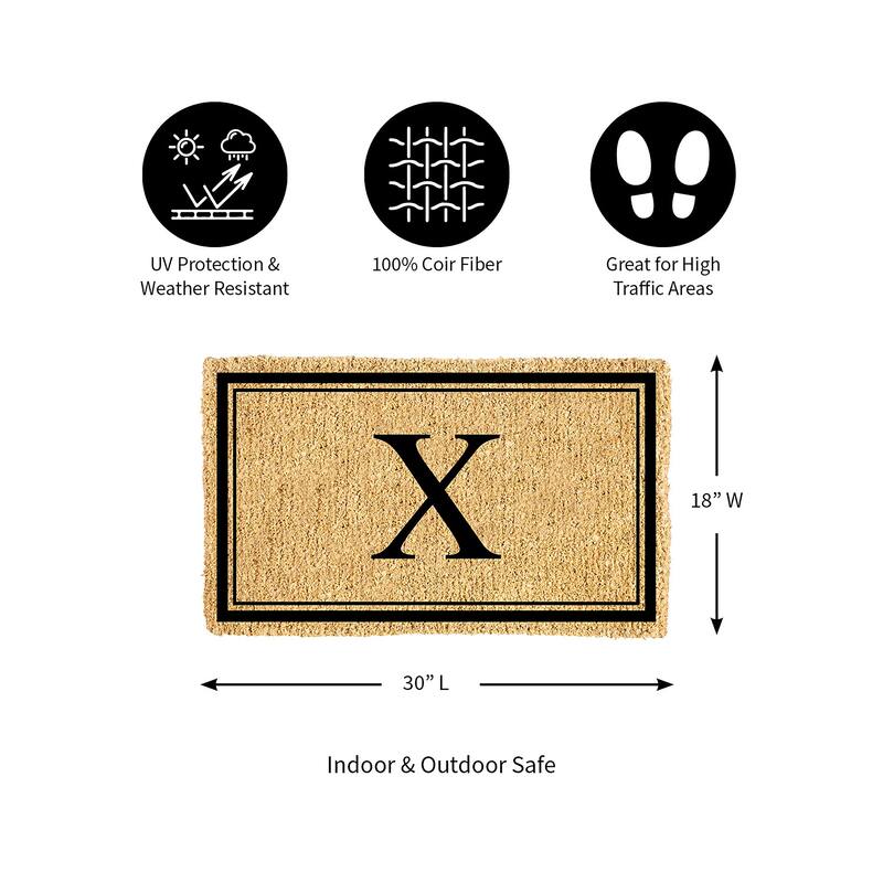 28 in. x 16 in. Monogram Coir Mat, Letter "X"