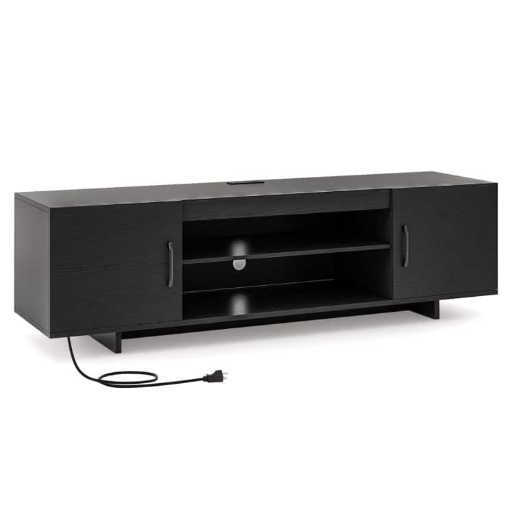 Modern TV Stand with USB Ports and Cable Holes for 65 Inch TVs - 60" x 15.5" x 17.5"