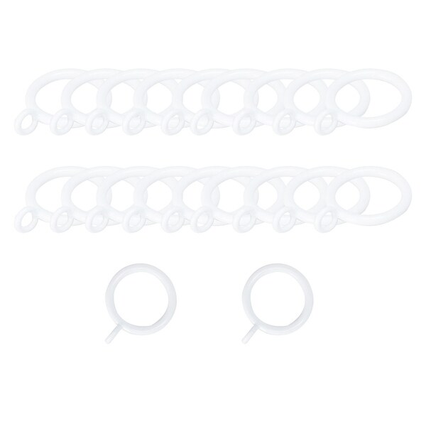 20 Pack Metal Curtain 1.1 Inch with Eyelet Drape Ring Loops for Bathroom Curtain Rods Plating Finish, White - 1.1 Inch