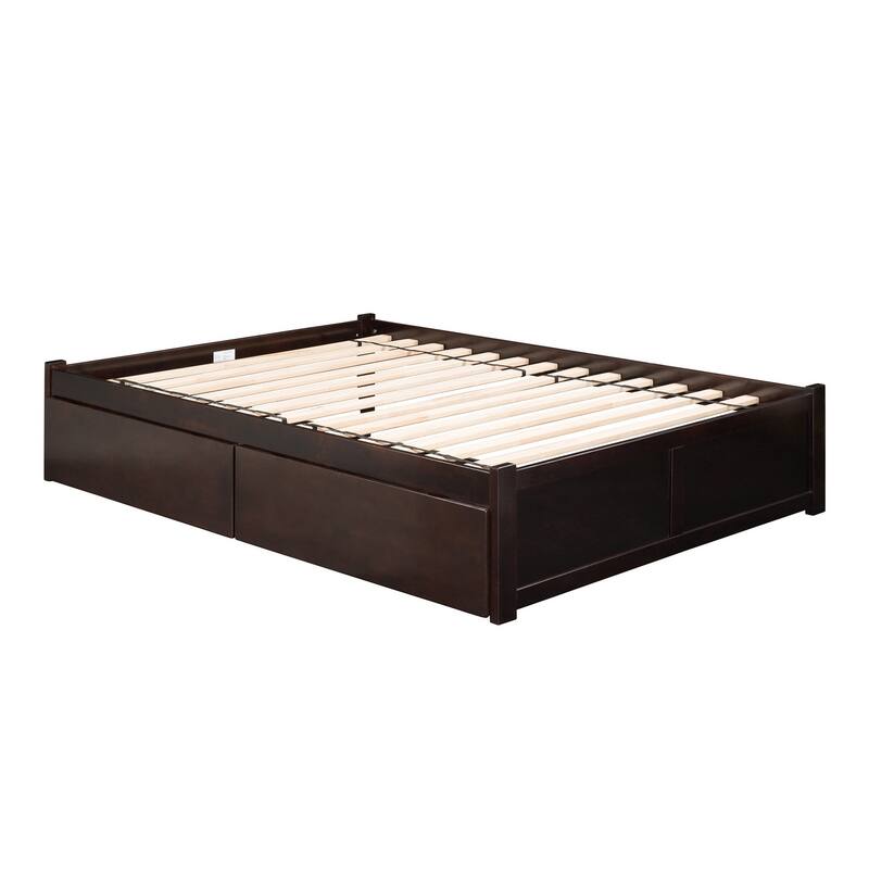 Concord King Platform Bed with 2 Bed Drawers in Espresso