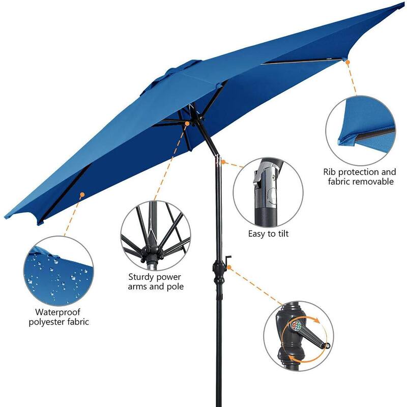 Costway 9ft Patio Umbrella Outdoor W/ 50 LBS Round Umbrella Stand W/