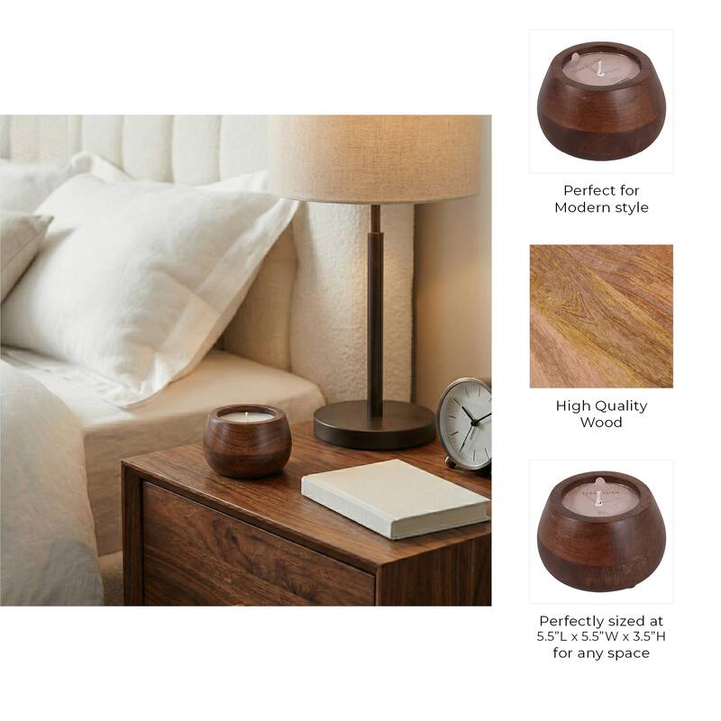 Decorative Vanilla Scented Mango Wood Bowl Candle