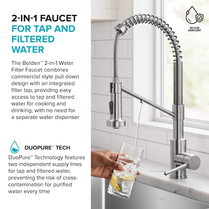 Kraus Bolden 2-Function 1-Handle Commercial Pulldown Kitchen Faucet