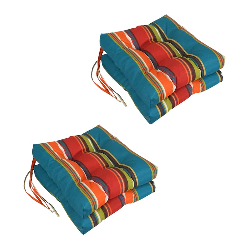 16-inch Square Tufted Indoor/Outdoor Chair Cushions (Set of 4) - 16" - Westport Teal
