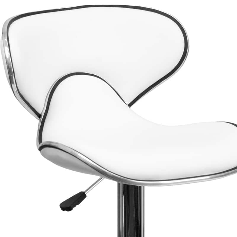 Contemporary Cozy Mid-back Vinyl Height-adjustable Chrome Barstool - 16"W x 17.5"D x 34.5" - 43"H