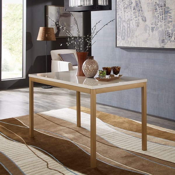 slide 2 of 8, Darcy Gold with Faux Marble Top Dining Table by iNSPIRE Q Bold